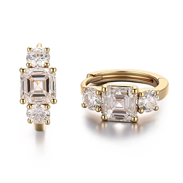 18k gold asscher cut lab grown diamond hoop earrings 1