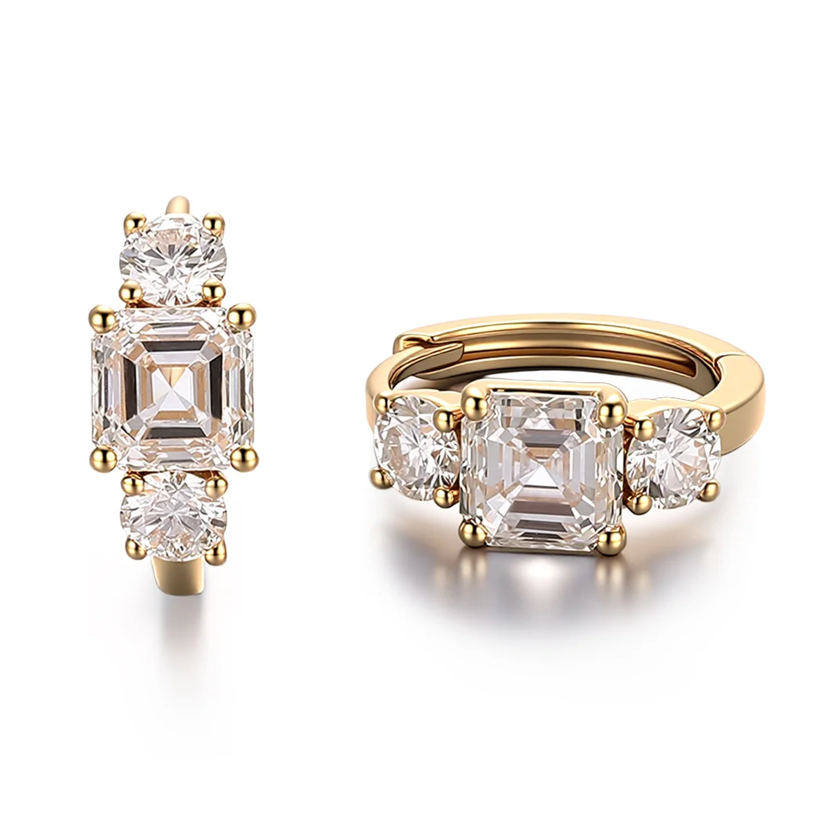 18k gold asscher cut lab grown diamond hoop earrings 1 18k gold asscher cut lab grown diamond hoop earrings 1