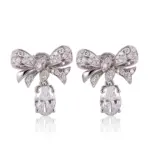 18k gold bow motif oval lab grown diamond stud earrings 1