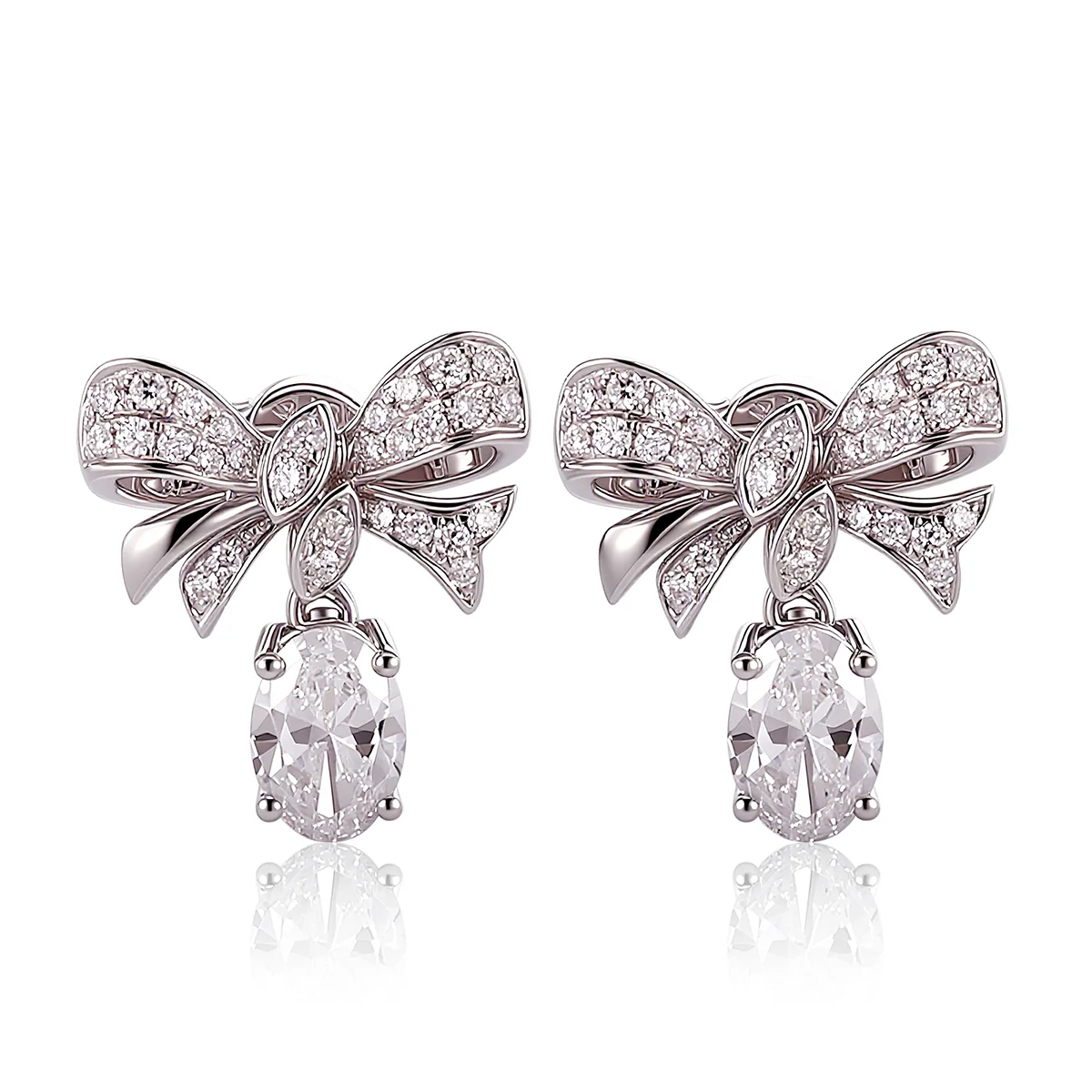 18k gold bow motif oval lab grown diamond stud earrings 1 18k gold bow motif oval lab grown diamond stud earrings 1
