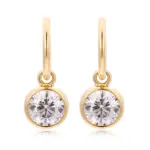 18k gold bubble round lab grown diamond drop earrings 1