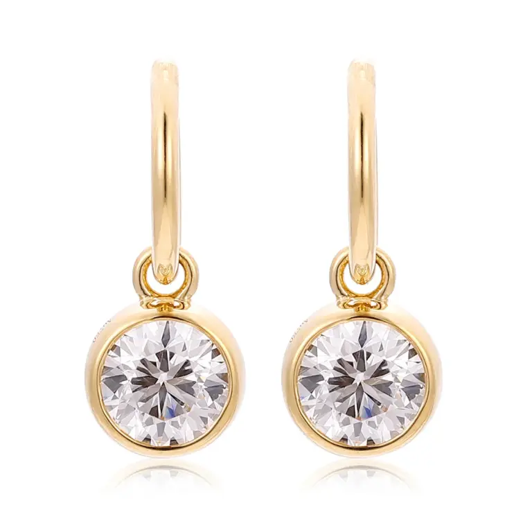 18k gold bubble round lab grown diamond drop earrings 1
