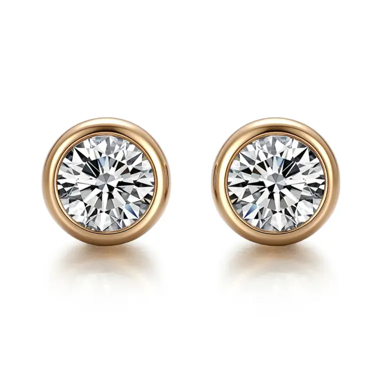 18k gold bubble round lab grown diamond stud earrings 1