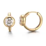18k gold bubble set round lab grown diamond hoop earrings 1