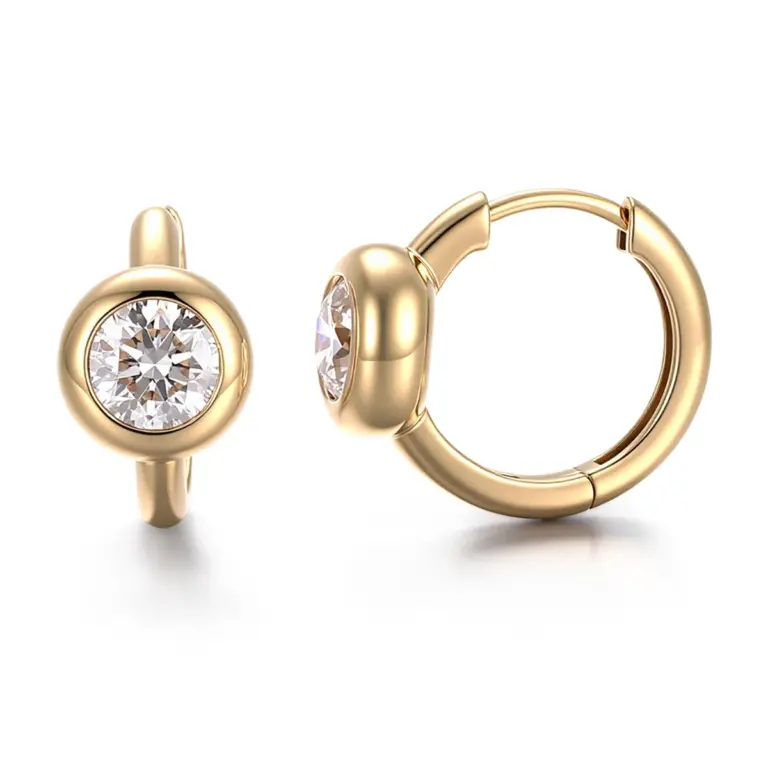 18k gold bubble set round lab grown diamond hoop earrings 1