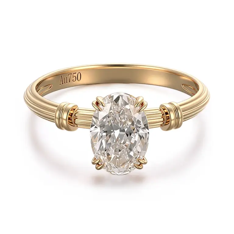 18k gold classic oval lab grown diamond solitaire engagement ring 1