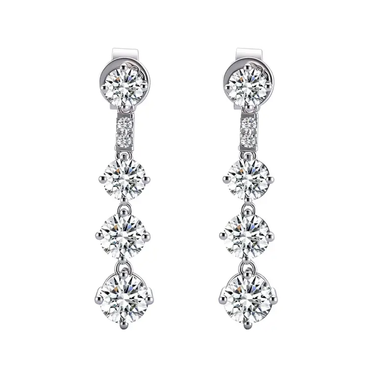 18k gold dainty round lab grown diamond drop earrings 1