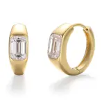 18k gold emerald cut lab grown diamond hoop earrings 1