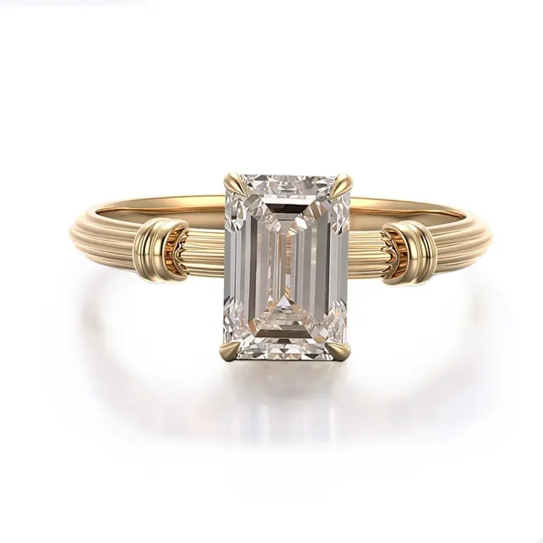 18k gold emerald cut lab grown diamond solitaire engagement ring 1