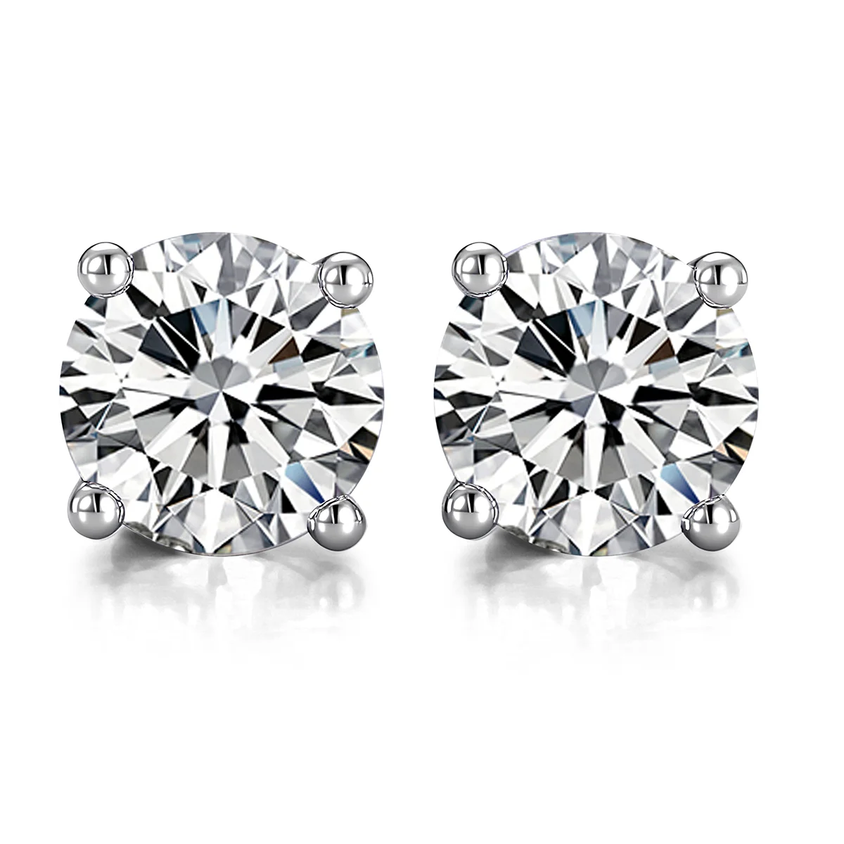 18k gold four prong 1ct round lab grown diamond stud earrings 1 18k gold four prong 1ct round lab grown diamond stud earrings 1