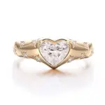 18k gold heart lab grown diamond side stone engagement ring 1