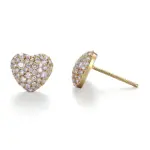 18k gold heart motif round lab grown diamond stud earrings 1