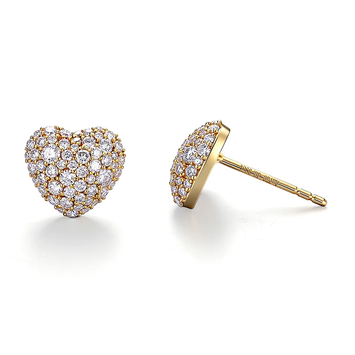 18k gold heart motif round lab grown diamond stud earrings 1 18k gold heart motif round lab grown diamond stud earrings 1