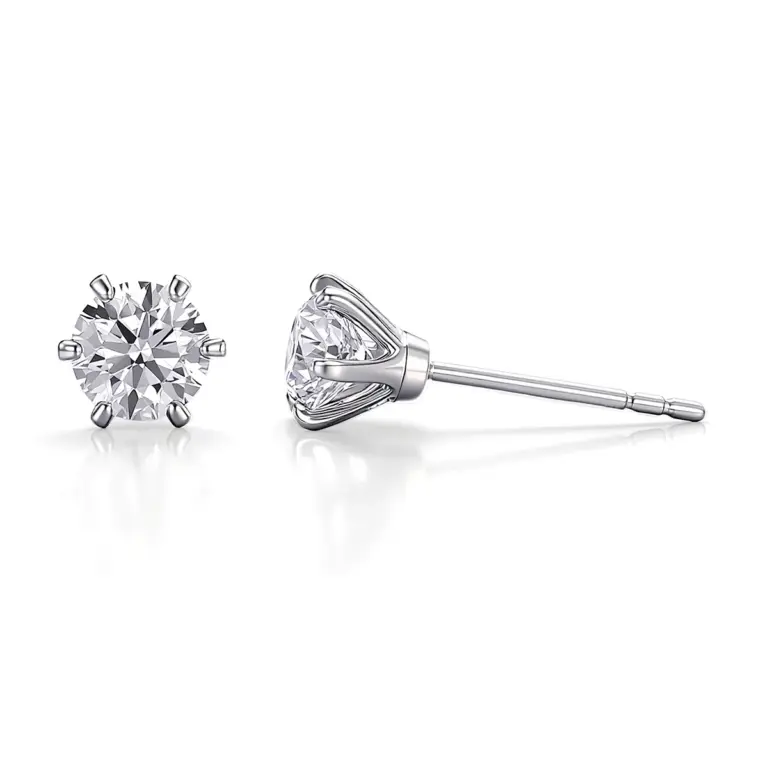 18k gold hearts and arrows round lab grown diamond stud earrings 1