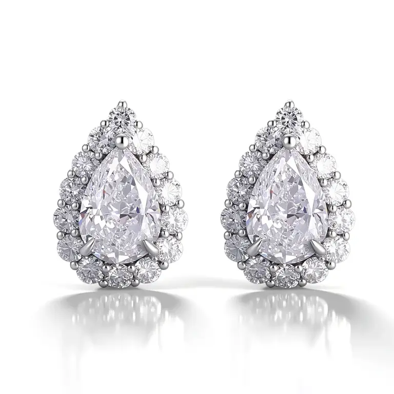 18k gold hpht pear lab grown diamond stud earrings 1
