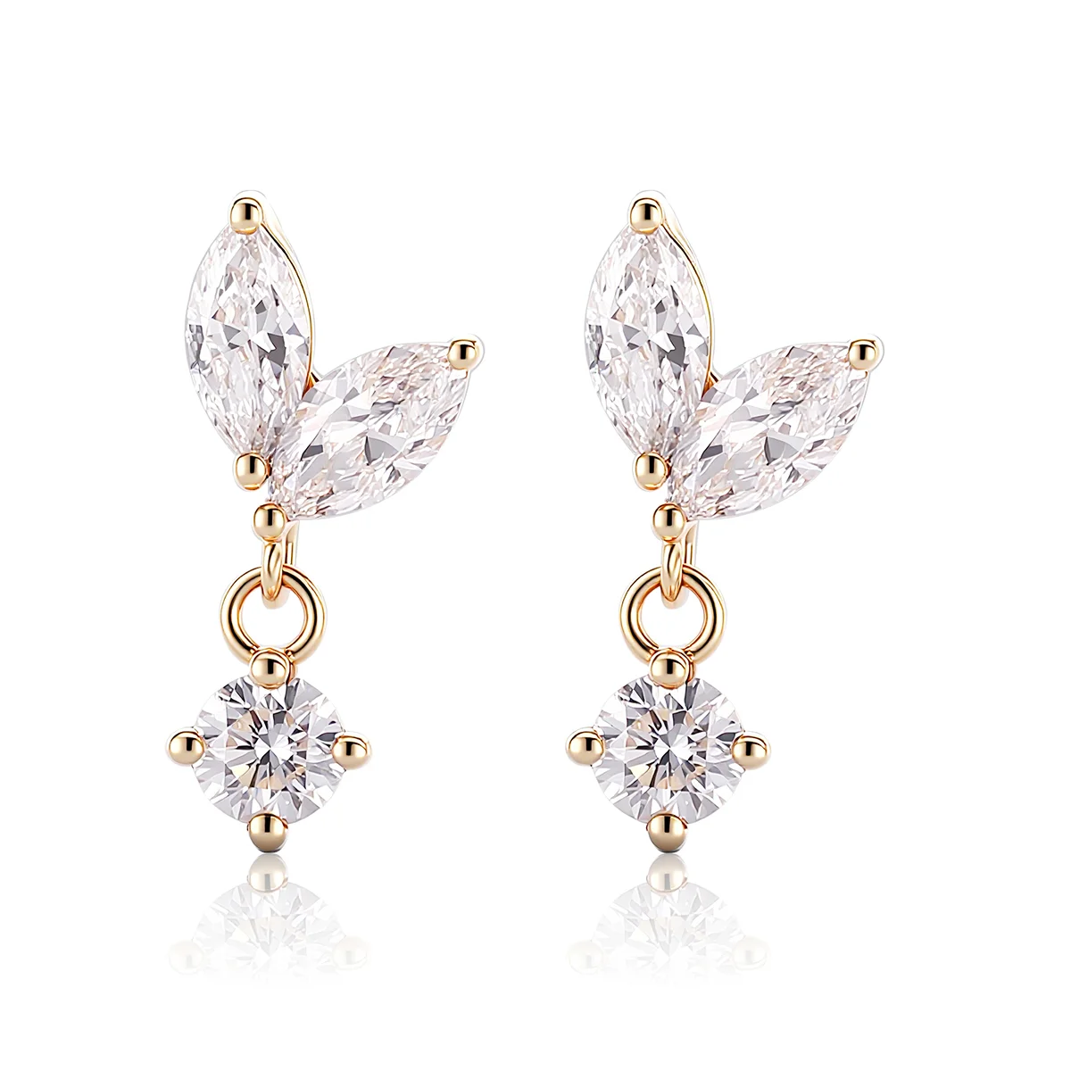 Ohrhänger aus 18-karätigem Gold mit einem im Labor gezüchteten Diamanten im Marquise-Schliff 1 Ohrhänger aus 18-karätigem Gold mit einem im Labor gezüchteten Diamanten im Marquise-Schliff 1