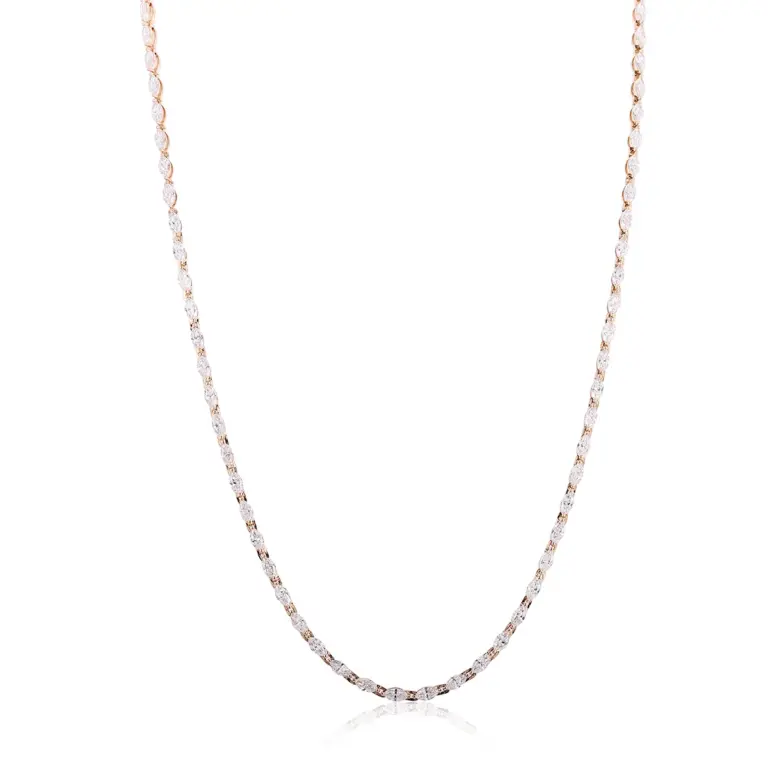 Collar de tenis de diamantes marquesa cultivados en laboratorio de oro de 18k 1
