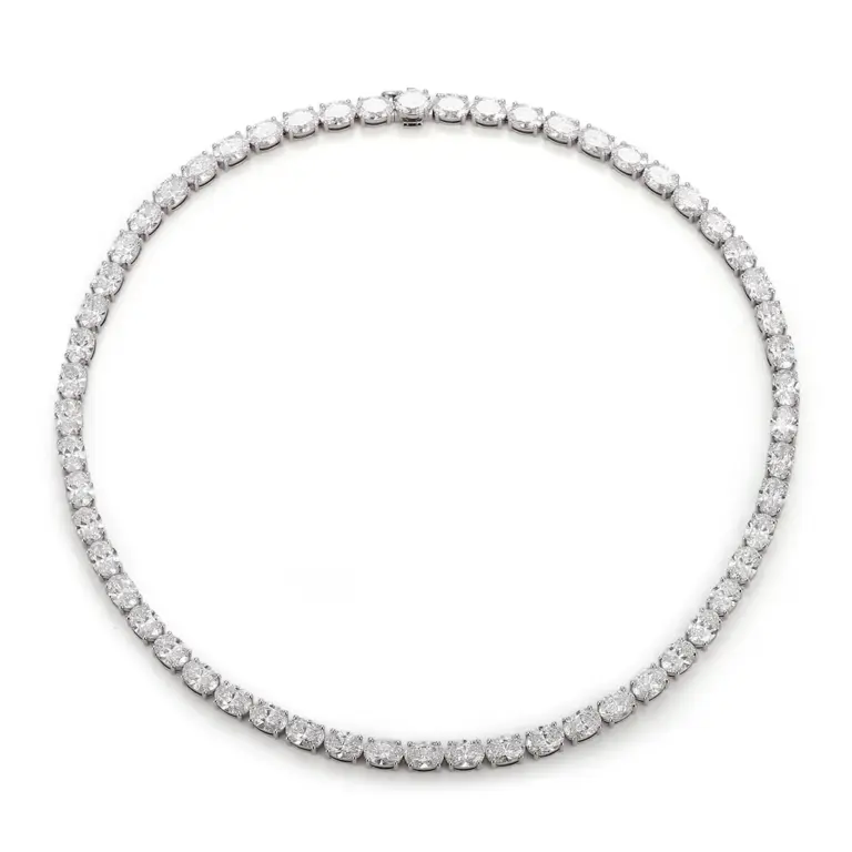 Collar de tenis con diamante ovalado cultivado en laboratorio de oro de 18k 1