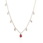 18k gold pear lab grown diamond charm necklace 1