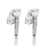 18k gold pear lab grown diamond open hoop earrings 1