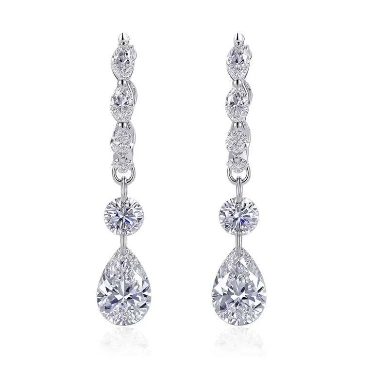 18k gold pear round and marquise lab grown diamond drop earrings 1