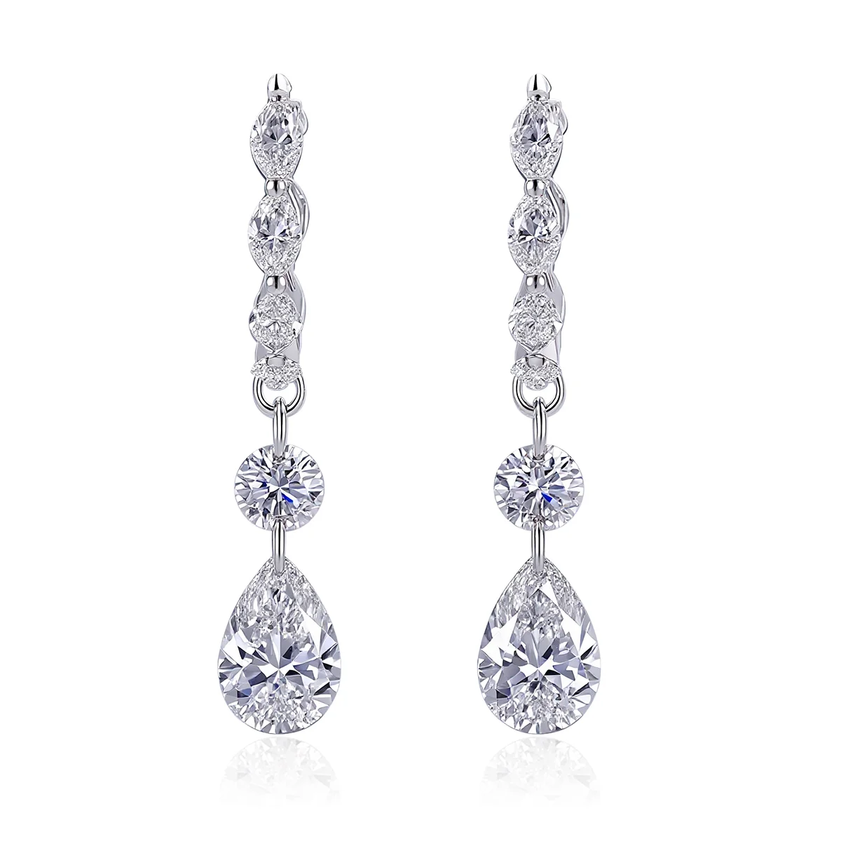 18k gold pear round and marquise lab grown diamond drop earrings 1 18k gold pear round and marquise lab grown diamond drop earrings 1