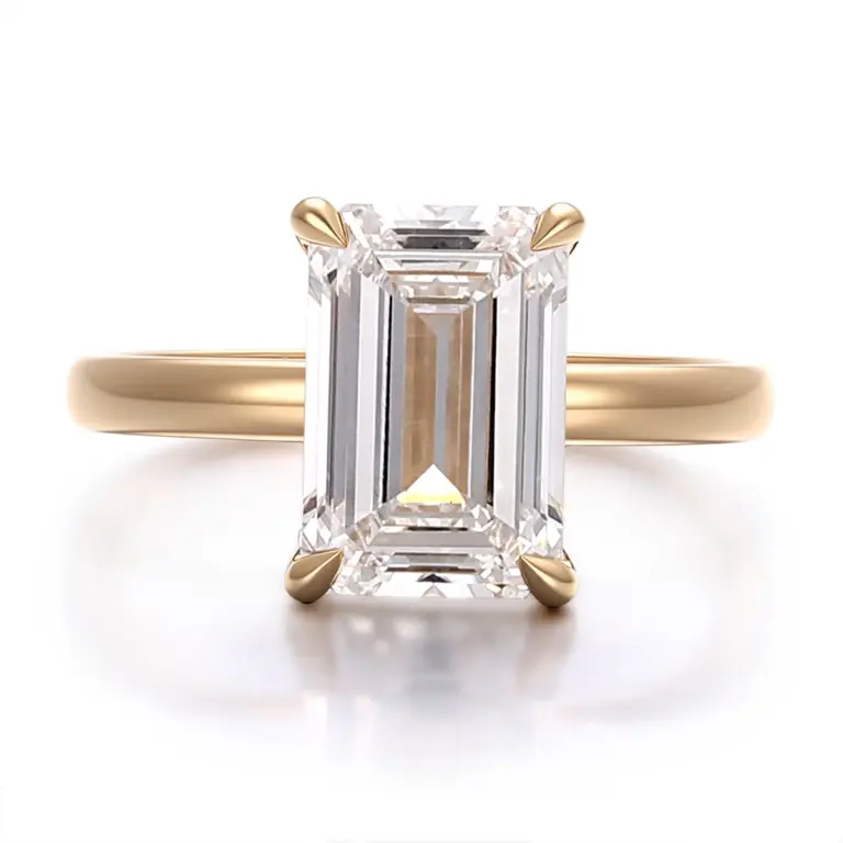 18k gold precision cut emerald lab grown diamond solitaire engagement ring 1
