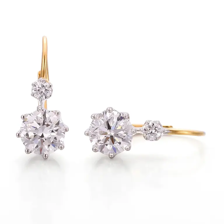 18k gold radiant round lab grown diamond hoop earrings 1