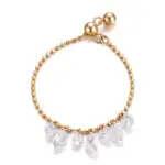 18k gold round and pear lab grown diamond chain statement ring 1