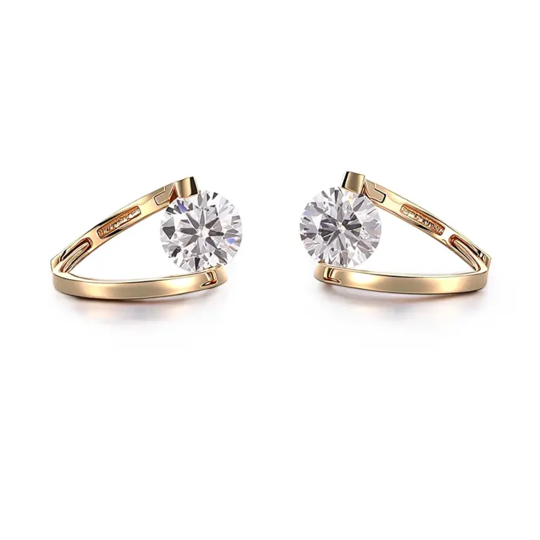 18k gold round lab grown diamond classic hoop earrings 1