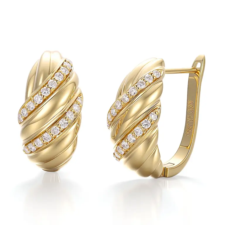 18k gold round lab grown diamond everyday hoop earrings 1