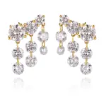 Pendientes colgantes lineales redondos de oro de 18k con diamantes cultivados en laboratorio 1
