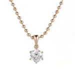 18k gold round lab grown diamond pendant necklace 1