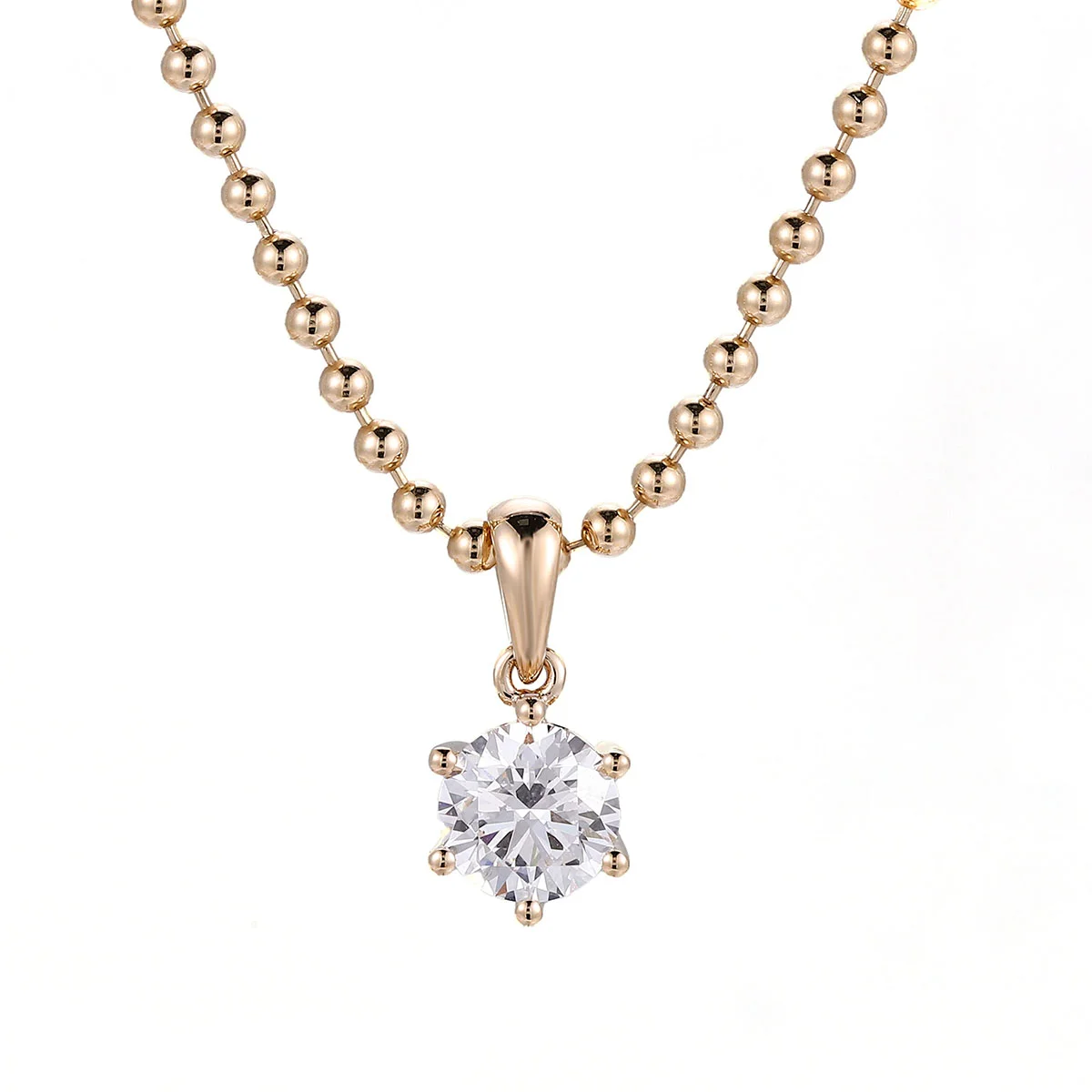 Collana con pendente rotondo in oro 18 carati con diamante sintetico Collana con pendente rotondo in oro 18 carati con diamante sintetico