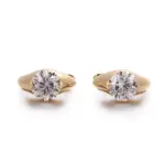 18k gold round lab grown diamond polished hoop earrings 1