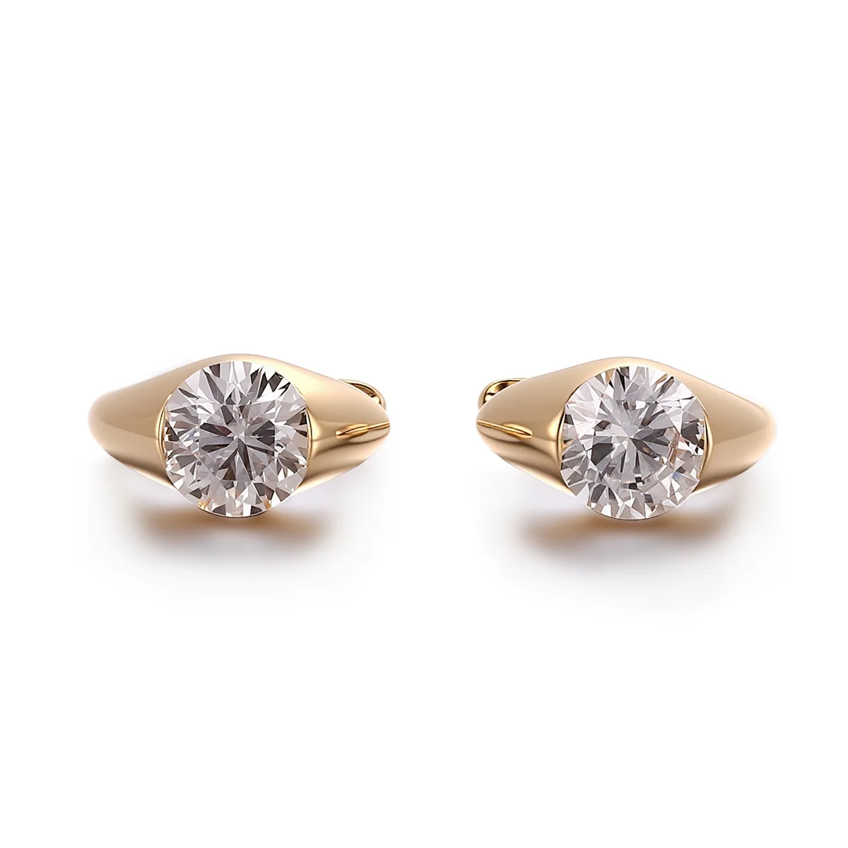 18k gold round lab grown diamond polished hoop earrings 1 18k gold round lab grown diamond polished hoop earrings 1