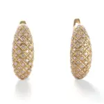 18k gold round lab grown diamond slim hoop earrings 1