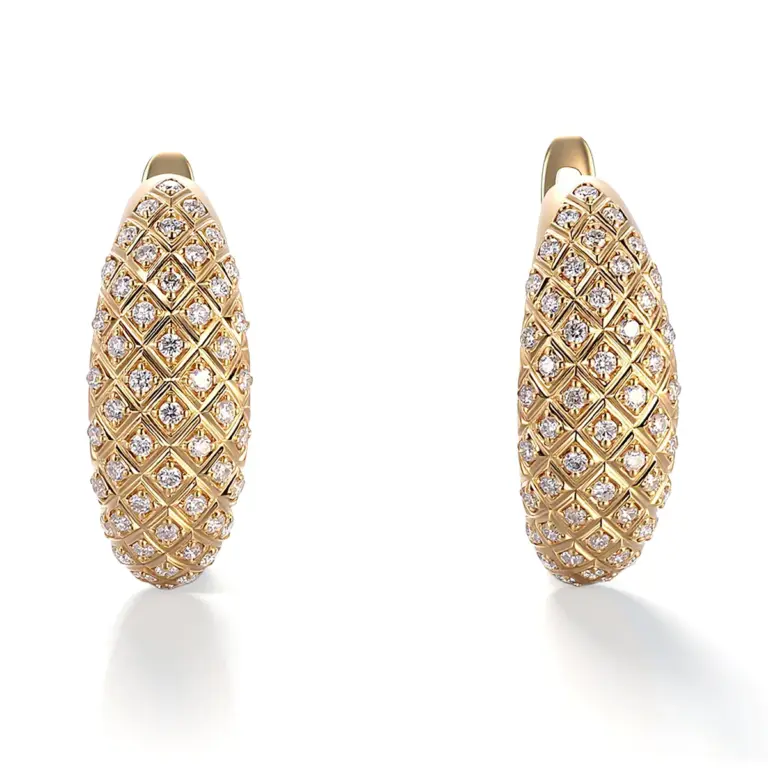 18k gold round lab grown diamond slim hoop earrings 1