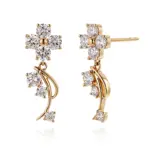 18k gold round lab grown diamond swing drop earrings 1