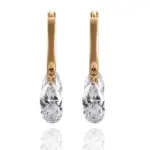 18k gold ten stone pear lab grown diamond hoop earrings 1