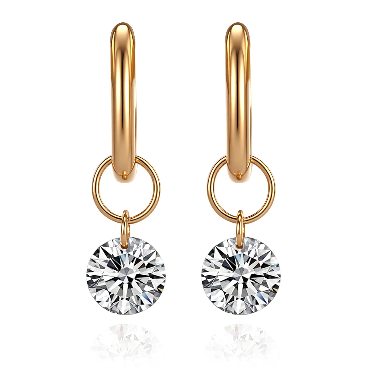 18k gold two stone round lab grown diamond drop earrings 1 18k gold two stone round lab grown diamond drop earrings 1