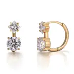 18k gold two stone round lab grown diamond hoop earrings 1