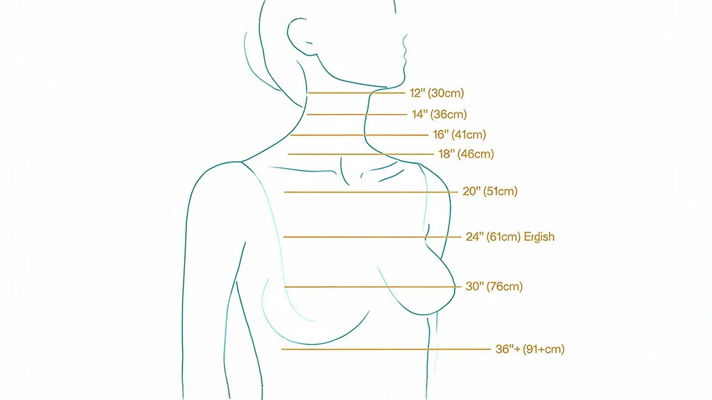 Necklace length chart for necklace layering guide
