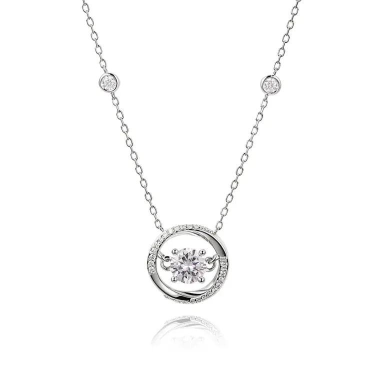 Collier pendentif minimaliste en or 14 carats avec diamant rond de laboratoire 1