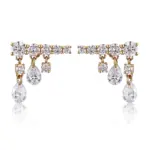 pear and round lab grown diamond drop earrings in 18k gold 1