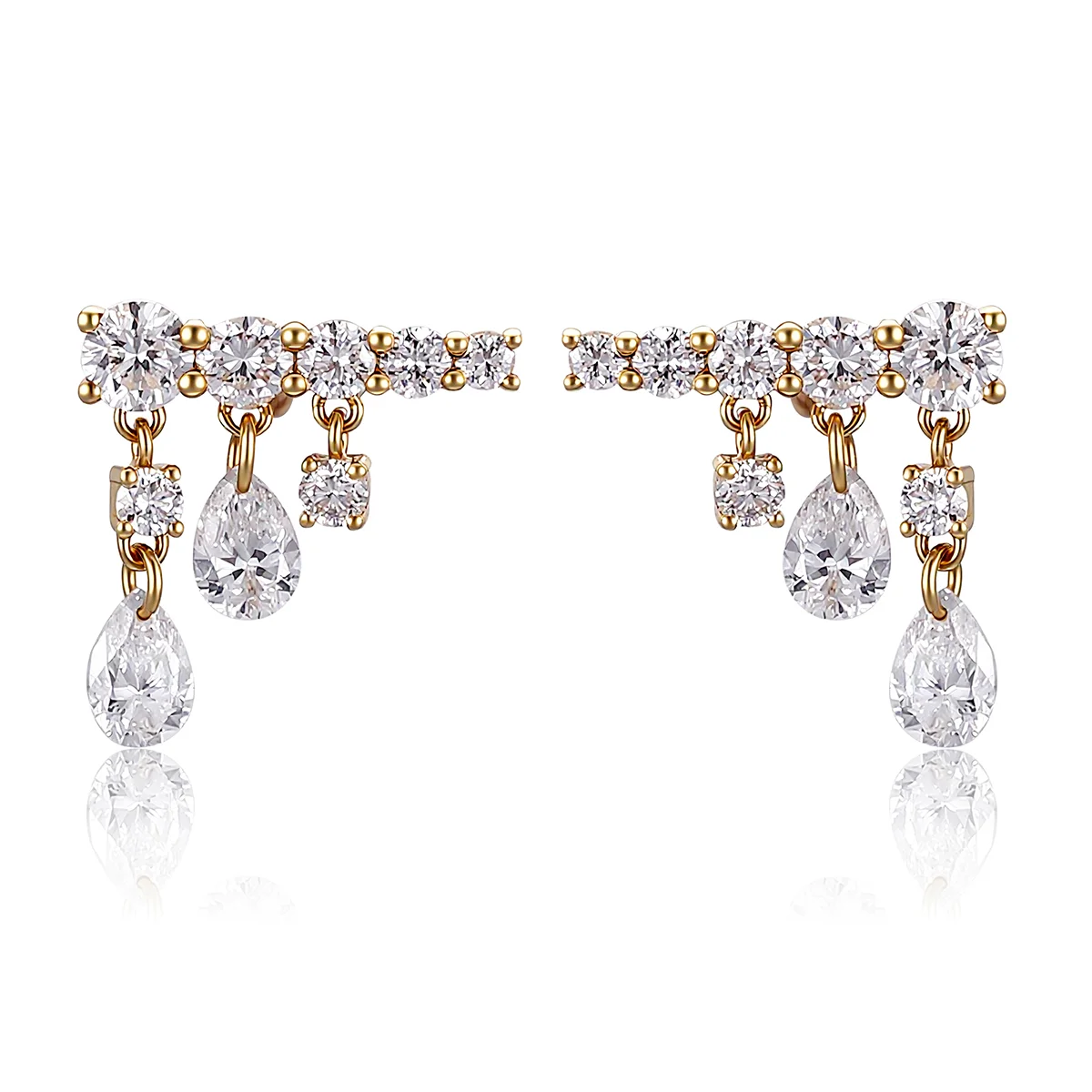 pear and round lab grown diamond drop earrings in 18k gold 1 pear and round lab grown diamond drop earrings in 18k gold 1