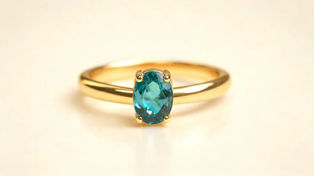 Oval teal sapphire in a solid gold prong set ring