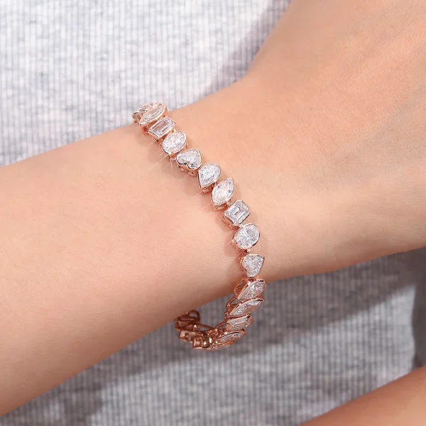 10k gold 13ct multi shape lab grown diamond tennis bracelet 6