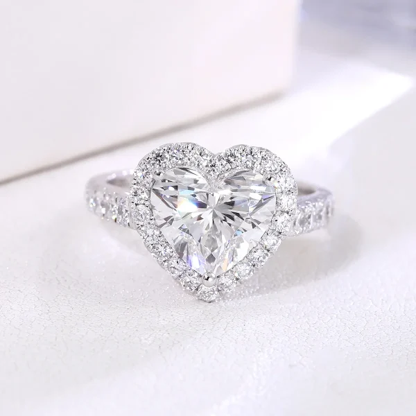 10k gold halo engagement ring featuring heart lab grown diamond 2