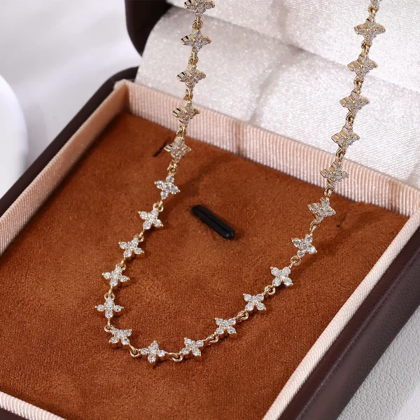 10k gold round lab grown diamond tennis necklace 5